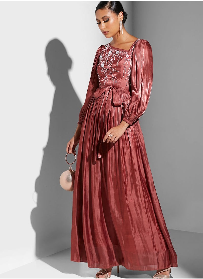 Amri Puff Sleeve Embellished Dress  - Image 4