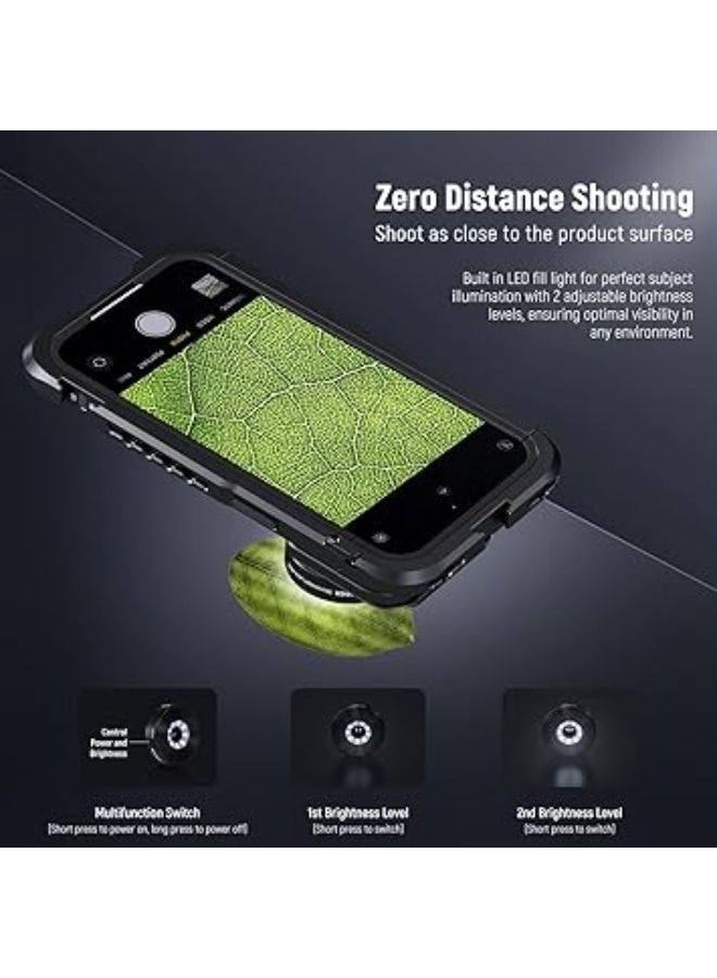 نيوير مجهر جوال 45X بعدسة مكبرة قابلة لإعادة الشحن مزود بضوء LED وبطارية 50 مللي أمبير، مناسب للوحة خلفية ملولبة مقاس 17 ملم، متوافق مع هواتف آيفون وسامسونج، مزود بكابل شحن Type-C ومحول عدسة 17 ملم، موديل LS-32 – عدسة تكبير للهاتف – مجهر جوال – عدسة تصوير احترافية – اكسسوارات كاميرا الهاتف - Image 5