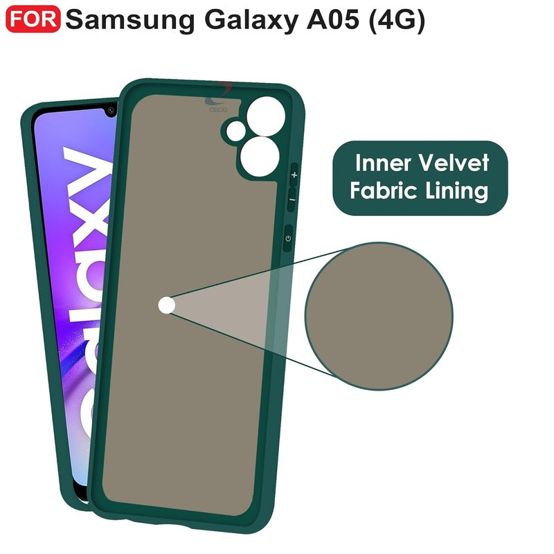 Cedo Samsung Galaxy A05 / F05 / M05 (4G) Back Cover | Camera Bump Protection & Inner Velvet Fabric Lining | Ultra Slim Matte Soft Rubberised Case Cover (Green) - Image 4