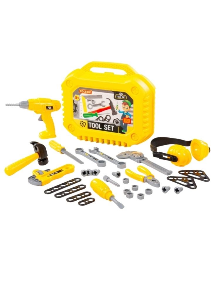 Kids Tool Set with Drill and Accessories – Pretend Play Construction Kit with Carry Case