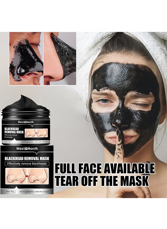 West&Month Blackhead Removal Mask, Peel Off Face Mask, Bamboo Charcoal Black Mask Peel Off Black Mask, Deep Cleansing For Face Nose Blackhead Pores Acne, Facial Purifying And Clean Blackhead 30g  - Image 1