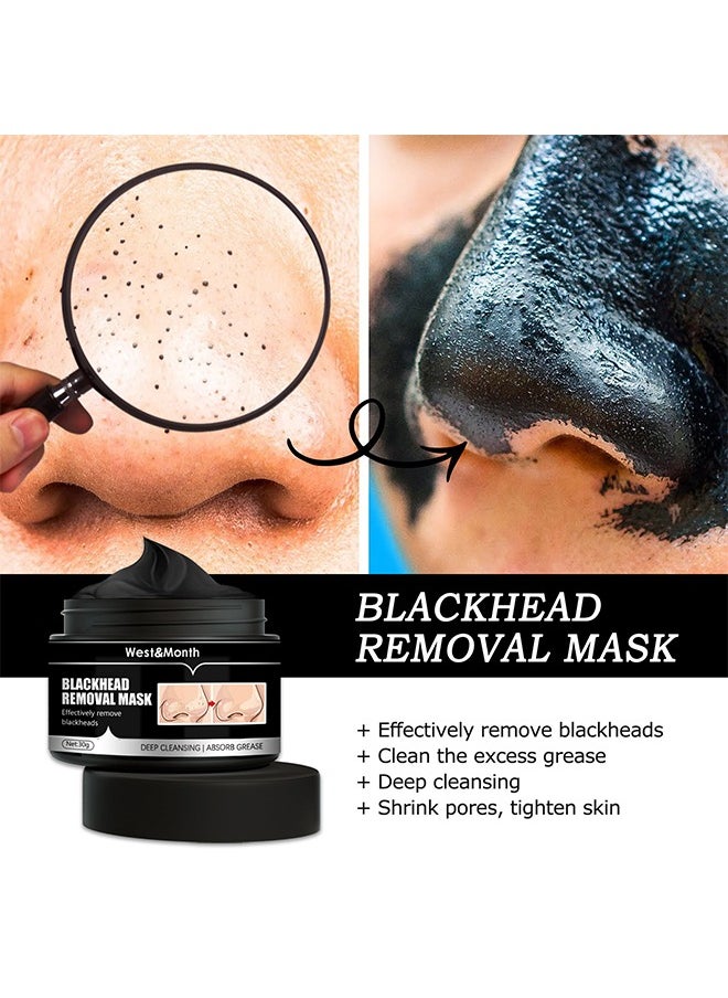West&Month Blackhead Removal Mask, Peel Off Face Mask, Bamboo Charcoal Black Mask Peel Off Black Mask, Deep Cleansing For Face Nose Blackhead Pores Acne, Facial Purifying And Clean Blackhead 30g  - Image 2