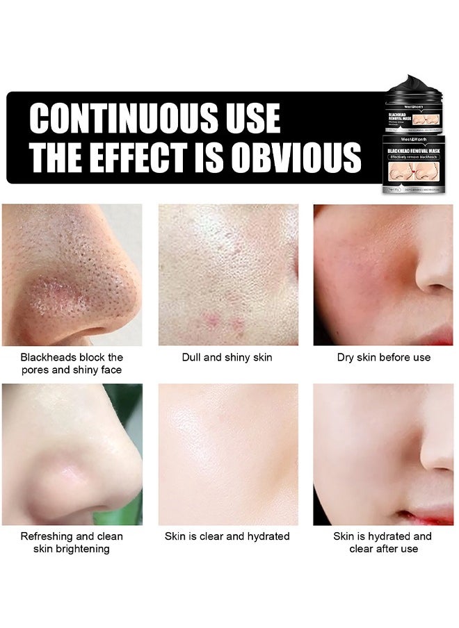 West&Month Blackhead Removal Mask, Peel Off Face Mask, Bamboo Charcoal Black Mask Peel Off Black Mask, Deep Cleansing For Face Nose Blackhead Pores Acne, Facial Purifying And Clean Blackhead 30g  - Image 4
