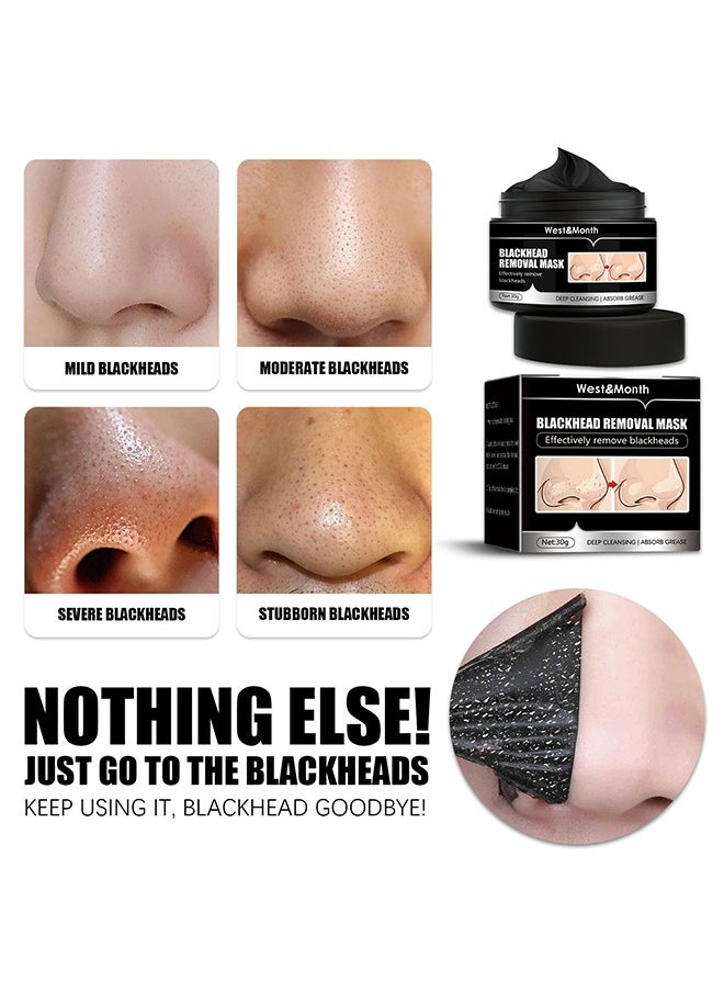 West&Month Blackhead Removal Mask, Peel Off Face Mask, Bamboo Charcoal Black Mask Peel Off Black Mask, Deep Cleansing For Face Nose Blackhead Pores Acne, Facial Purifying And Clean Blackhead 30g  - Image 5