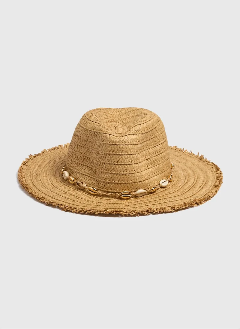 Matalan Neutral Shells Straw Hat
