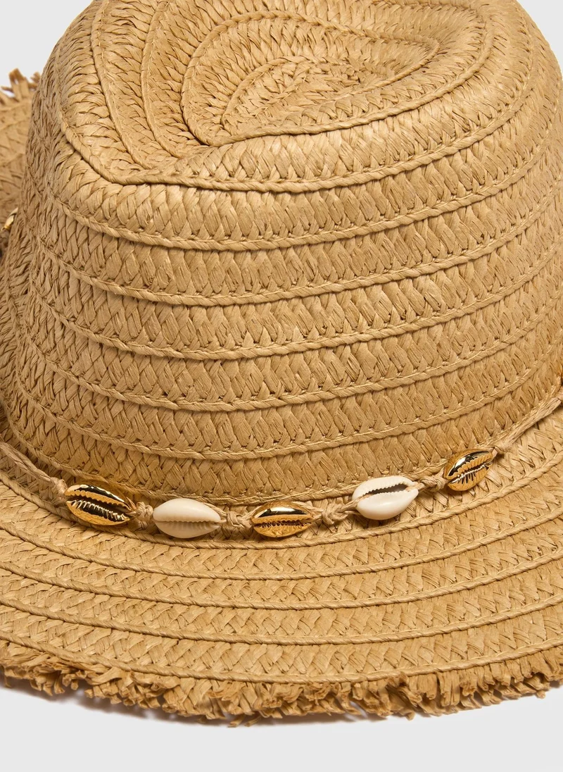 Matalan Neutral Shells Straw Hat