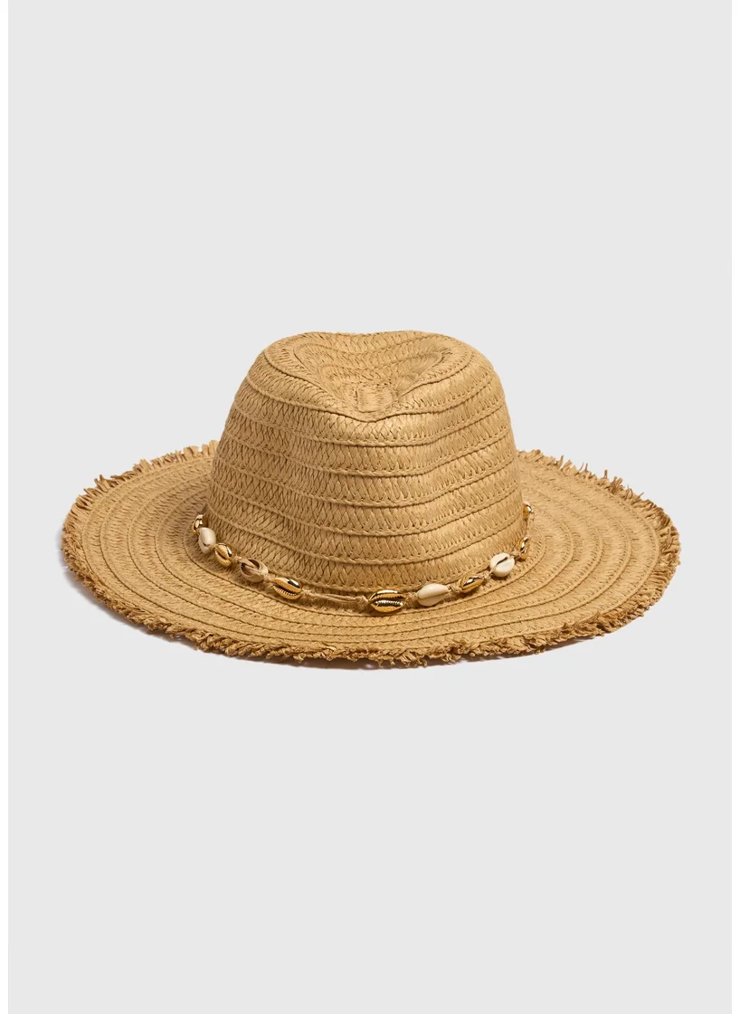 Matalan Neutral Shells Straw Hat