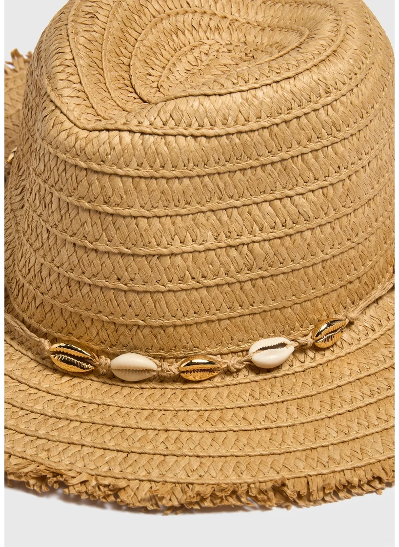 Matalan Neutral Shells Straw Hat