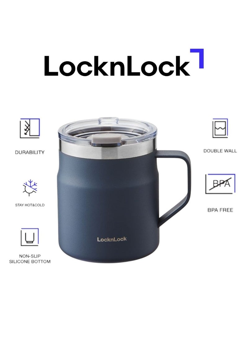 LOCK & LOCK LocknLock Metro Mug 355ml Navy – Double-Wall Insulated Stainless Steel Mug with Spill-Resistant Lid  - Image 1