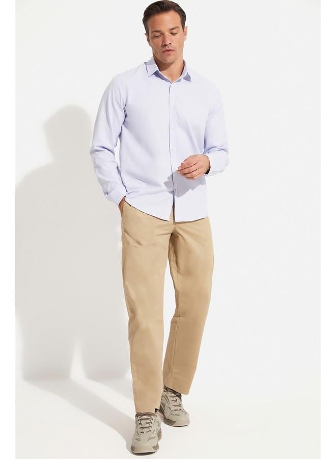 جون قميص أكسفورد رجالي قطن 100% مقاس عادي أزرق فاتح - Image 3