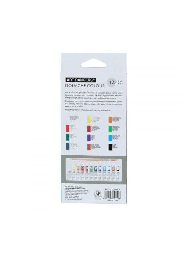 ART RANGERS Gouache Color Paint Set Of 12x6 ml - Image 3