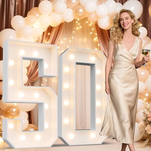 Ledido 4FT Marquee Light Up Numbers 50, Marquee Numbers 4 Feet Tall for Birthday, Anniversary,Graduation Party Decorations,Big 50th Birthday Number for Party Decor,Warm White Large Lighted Number 50 - Image 1