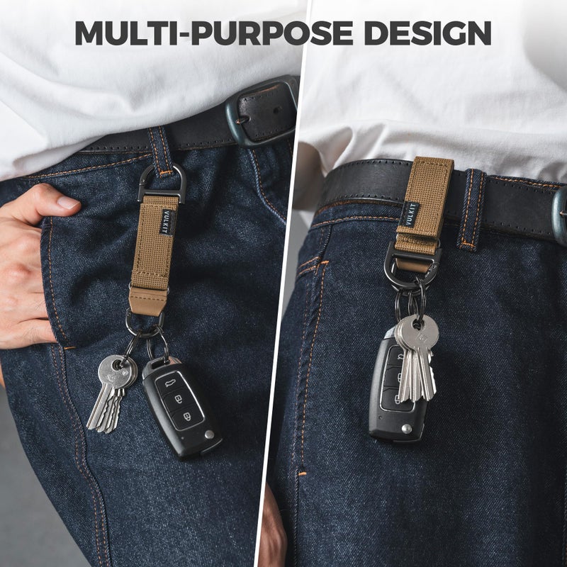 VULKIT Heavy Duty Keychain Durable Nylon Strap for Belt Loop, Molle Pouch, Backpack, Quick Release Key Rings - Image 2