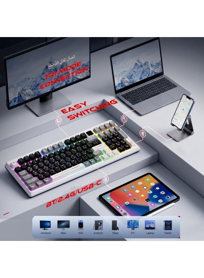M.A&F's Wireless Mechanical Keyboard with TFT Screen, Bluetooth/2.4GHz/USB-C, 98% Gaming Keyboard with Hot Swappable, RGB Backlit, Computer Keyboard with Arabic Keycaps, Software Support, Long Battery - Image 3