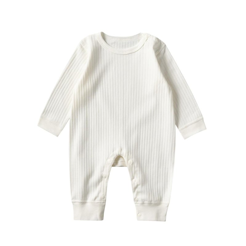 HALQAHA Baby Romper Long Sleeve Pure Cotton Unisex One Piece Jumpsuit, Newborn Clothes Soft Breathable Outfitï¼ˆwhite 0-3 - Image 1