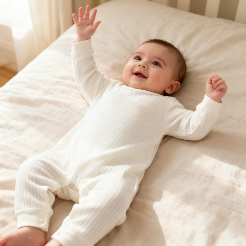 HALQAHA Baby Romper Long Sleeve Pure Cotton Unisex One Piece Jumpsuit, Newborn Clothes Soft Breathable Outfitï¼ˆwhite 0-3 - Image 3