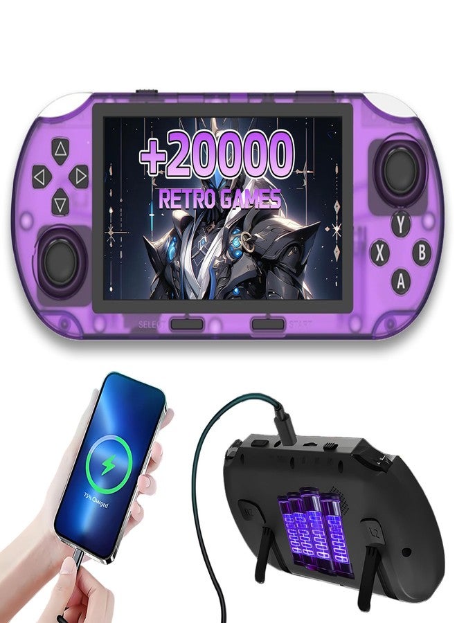 XIXIMENG SF3000 Retro Handheld Game Console,20000+ Games,HD TV Output Retro Gaming Console,E-Book/Music/Video Playback/Emergency Charging of Phone,14 Emulators,4.5-Inch IPS Screen,Dual Core Processor (Purple) - Image 1