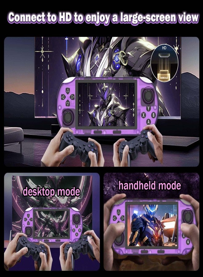 XIXIMENG SF3000 Retro Handheld Game Console,20000+ Games,HD TV Output Retro Gaming Console,E-Book/Music/Video Playback/Emergency Charging of Phone,14 Emulators,4.5-Inch IPS Screen,Dual Core Processor (Purple) - Image 2