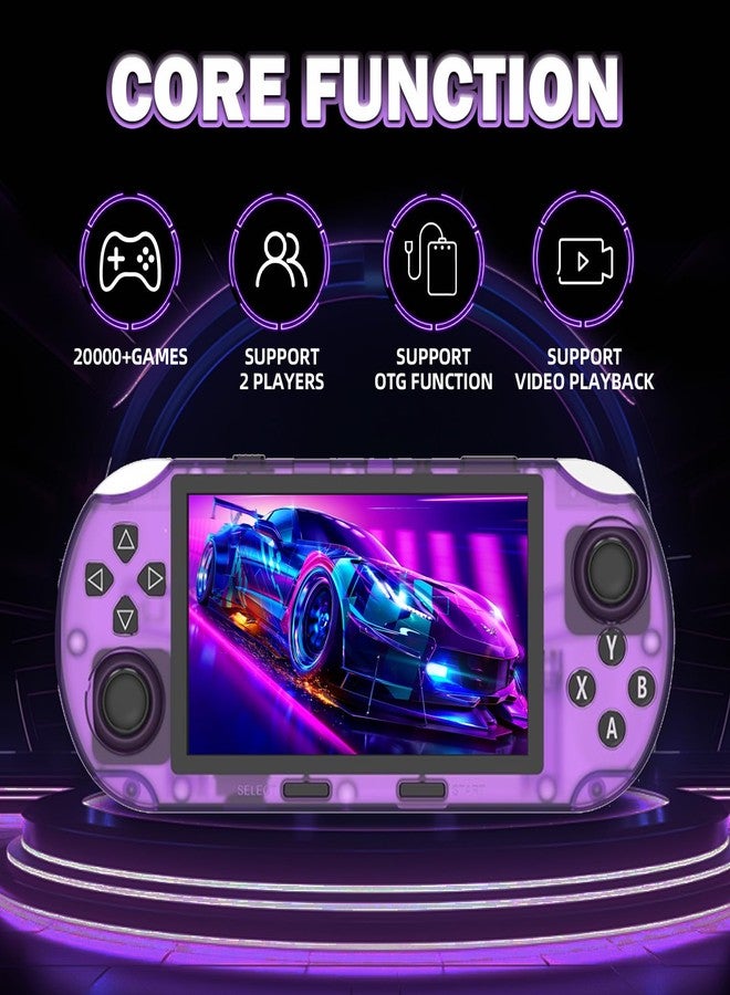 XIXIMENG SF3000 Retro Handheld Game Console,20000+ Games,HD TV Output Retro Gaming Console,E-Book/Music/Video Playback/Emergency Charging of Phone,14 Emulators,4.5-Inch IPS Screen,Dual Core Processor (Purple) - Image 3