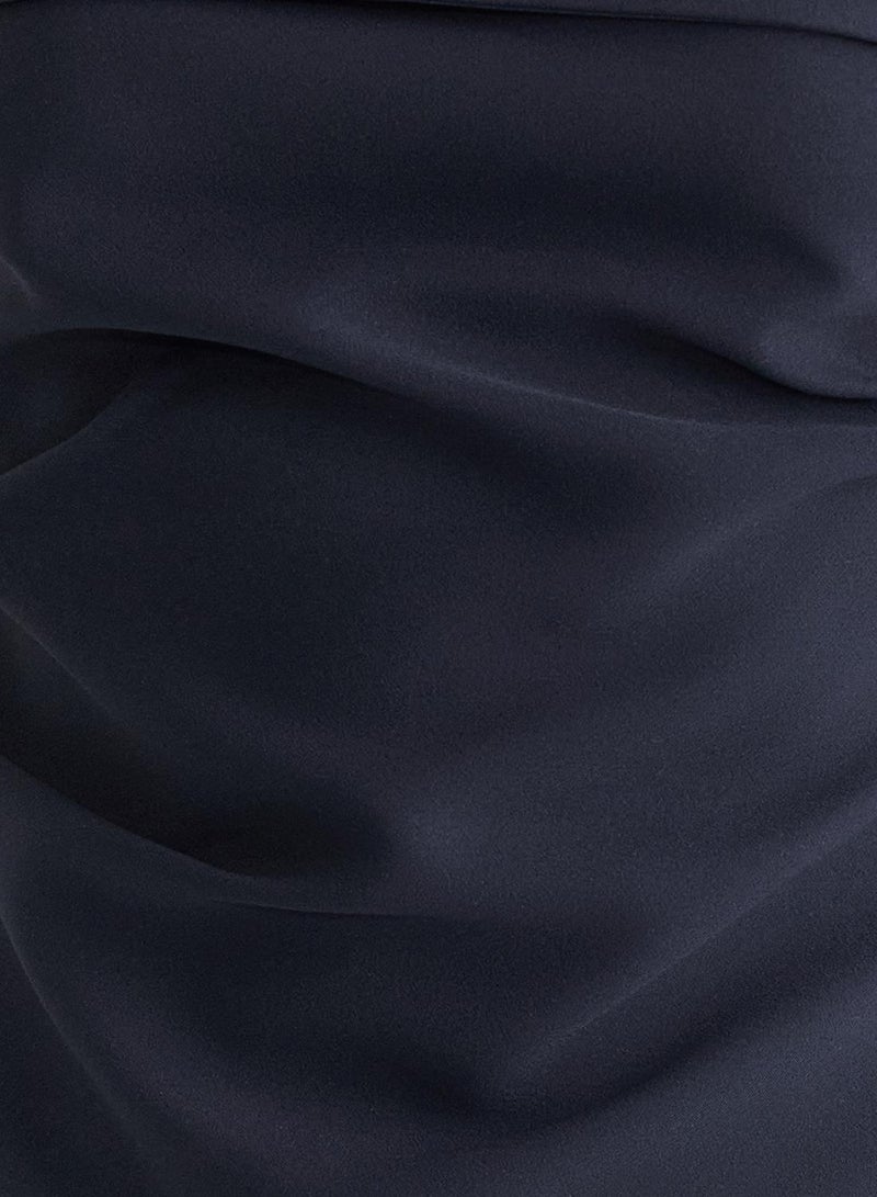 trendyol Dark Navy Blue Strapless Draped Blouse - Twoss24Bz00348 - Image 3