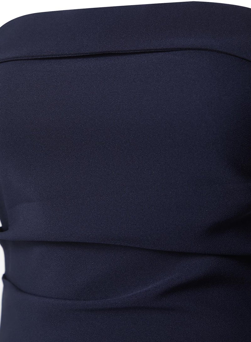 trendyol Dark Navy Blue Strapless Draped Blouse - Twoss24Bz00348 - Image 5