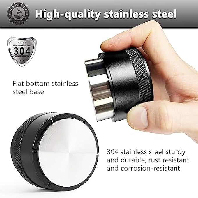NEOUZA 51Mm Coffee Hand Tamper Barista Levelling Tool Spring Loaded Stainless Steel Flat Base For Espresso Machines Portafilter - Image 5