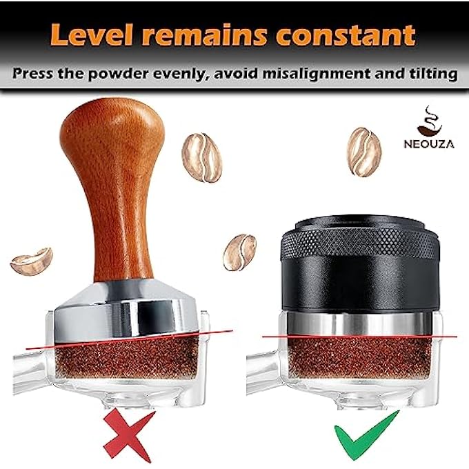 NEOUZA 51Mm Coffee Hand Tamper Barista Levelling Tool Spring Loaded Stainless Steel Flat Base For Espresso Machines Portafilter - Image 4