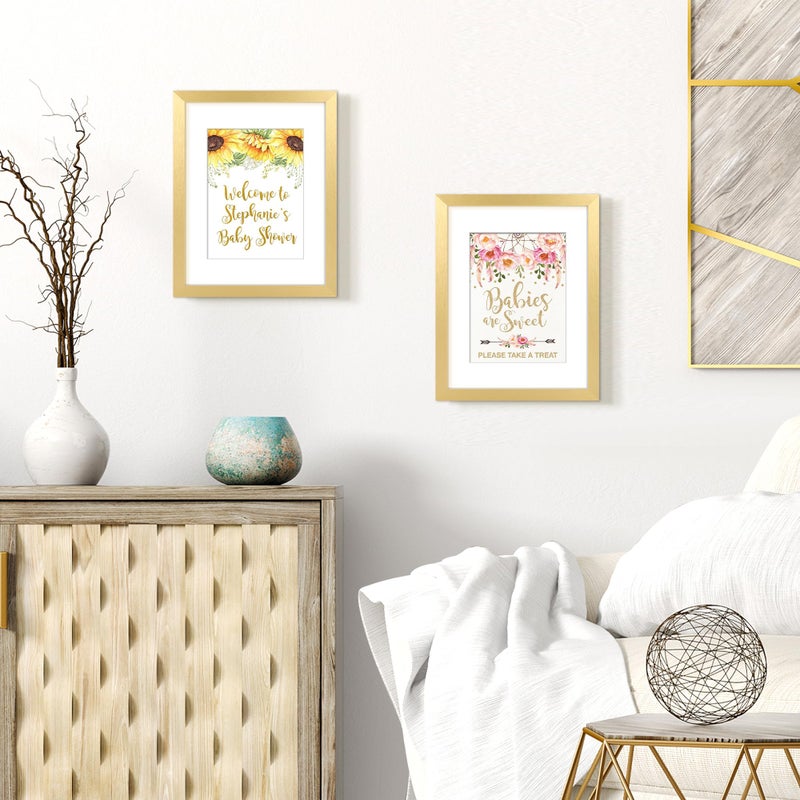 أبس سيمبلز مجموعة إطار الصورة 8.5x11 مجموعة من 3 مصنوعة من الزجاج عالي الوضوح ل 6 × 8 مع حصيرة أو 8.5x11 بدون إطارات صور تصاعد حصيرة الذهب - Image 5