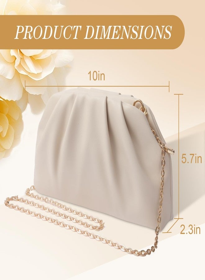 lovyoCoCo Clutch Purse for Women Soft Pleated PU Wedding Clutch, Elegant Evening Bag for Galas, Proms,Cocktail Parties, Beige - Image 5