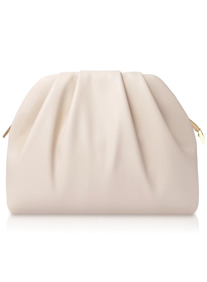 lovyoCoCo Clutch Purse for Women Soft Pleated PU Wedding Clutch, Elegant Evening Bag for Galas, Proms,Cocktail Parties, Beige - Image 1