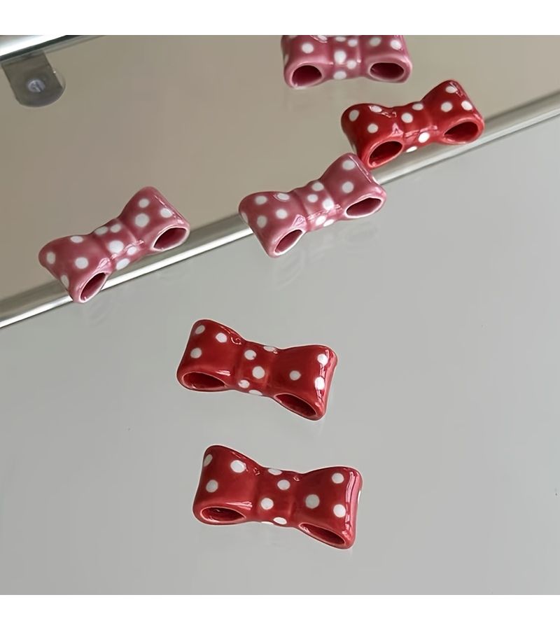 2pcs Pink Ceramic Bow Shaped Pen And Chopstick Holder - Image 2