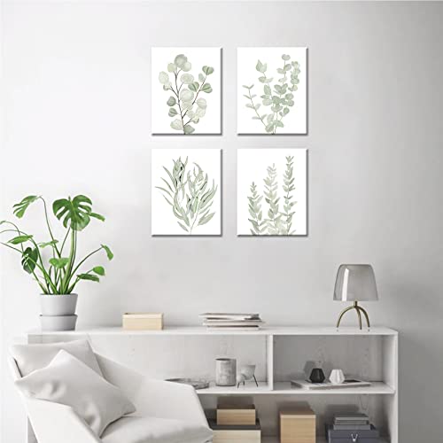 Drsoum FRAMED Botanical Plant Canvas Wall Art,Boho Plant Wall Decor for Bedroom,Minimalist Floral Prints for Living Room,Light Green Botanical Art Painting for Office,Set of 4,8”x 10” - Image 5