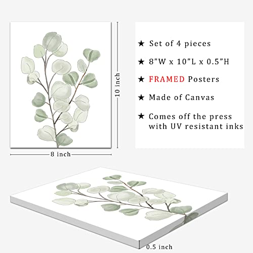 Drsoum FRAMED Botanical Plant Canvas Wall Art,Boho Plant Wall Decor for Bedroom,Minimalist Floral Prints for Living Room,Light Green Botanical Art Painting for Office,Set of 4,8”x 10” - Image 2