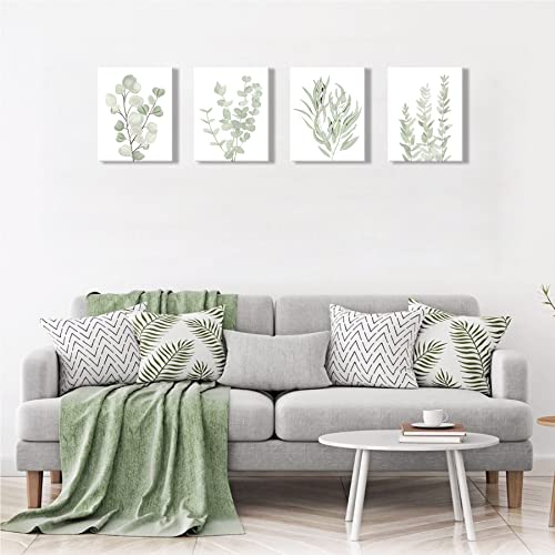 Drsoum FRAMED Botanical Plant Canvas Wall Art,Boho Plant Wall Decor for Bedroom,Minimalist Floral Prints for Living Room,Light Green Botanical Art Painting for Office,Set of 4,8”x 10” - Image 4