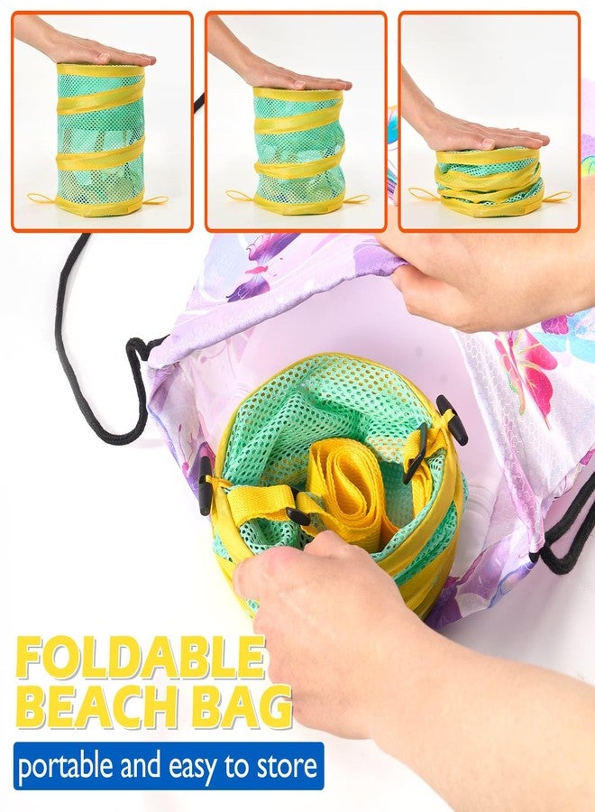 WAWSAM Kids Mesh Beach Bag Set, 2 PCS Sea Shell Bag for Beach, Kids Beach Essentials Shell Collecting Bag for Boys Girls Beach must Haves for Kids with Adjustable Straps (Orange + Green) - Image 3