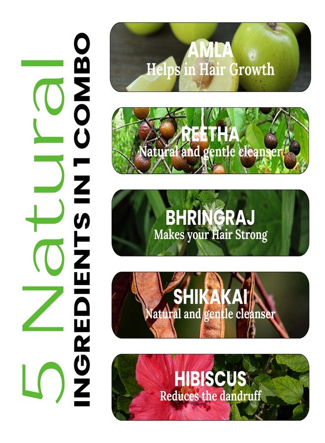 Havintha Amla, Reetha, Shikakai, Bhringraj & Hibiscus Powder For Hair Care | All Hair Type Wash, Healthy Scalp, Nourishment, Mask, Control Dandruff, Hairfall | 100Gram Each (Pack Of 5) (Total 500g) - Image 4
