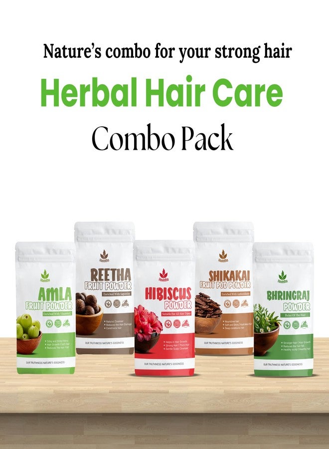 Havintha Amla, Reetha, Shikakai, Bhringraj & Hibiscus Powder For Hair Care | All Hair Type Wash, Healthy Scalp, Nourishment, Mask, Control Dandruff, Hairfall | 100Gram Each (Pack Of 5) (Total 500g) - Image 3