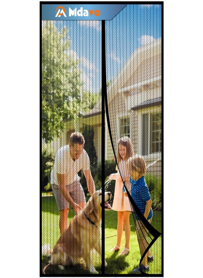 Mdavo Magnetic Screen Door, Fit Door Size 32 x 96 Inches, Screen Doors with Magnets, Pet & Kid Friendly，Works with Front Doors, Sliding Doors Black - Image 1