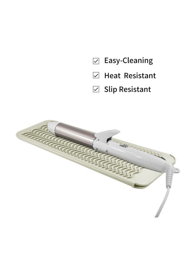 EIOKIT Silicone Heat Resistant Mat, Protects Surfaces from Heat Damage, Provides Slip Resistance, and Offers Multipurpose Storage for Hot Hair Styling Tools (1 Pack, Beige) - Image 3