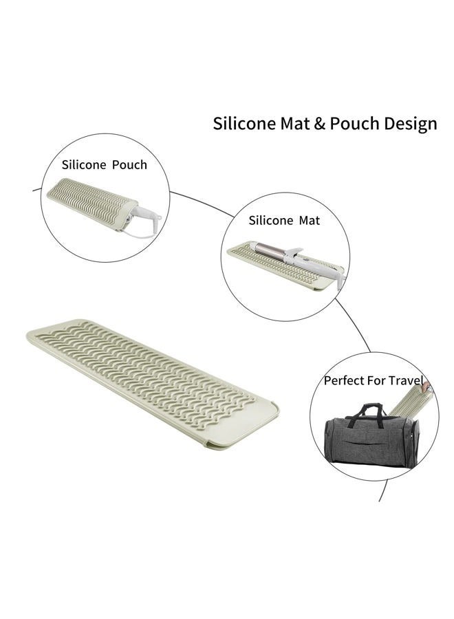 EIOKIT Silicone Heat Resistant Mat, Protects Surfaces from Heat Damage, Provides Slip Resistance, and Offers Multipurpose Storage for Hot Hair Styling Tools (1 Pack, Beige) - Image 5