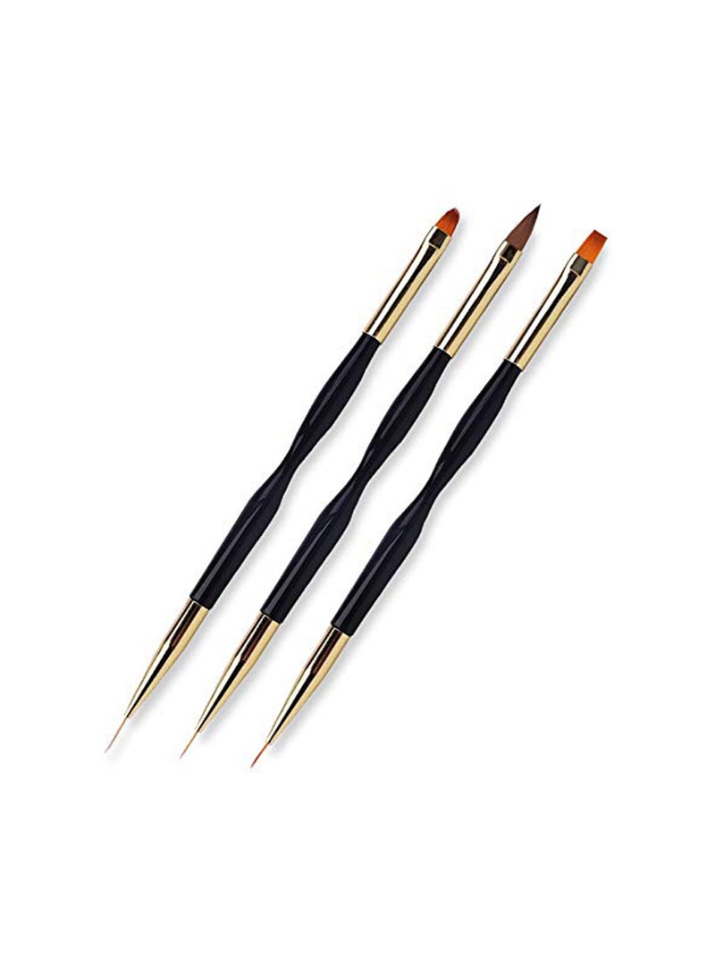 Nail Pen, Nail Drawing Pen, Dual End Nail Art Pen Brush Acrylic Round Flat Painting Drawing Liner Nail Tools, Drawing Flower Pen, Durable, Easy to Clean, Nail Brush, High Quality 3 Pcs - Image 3