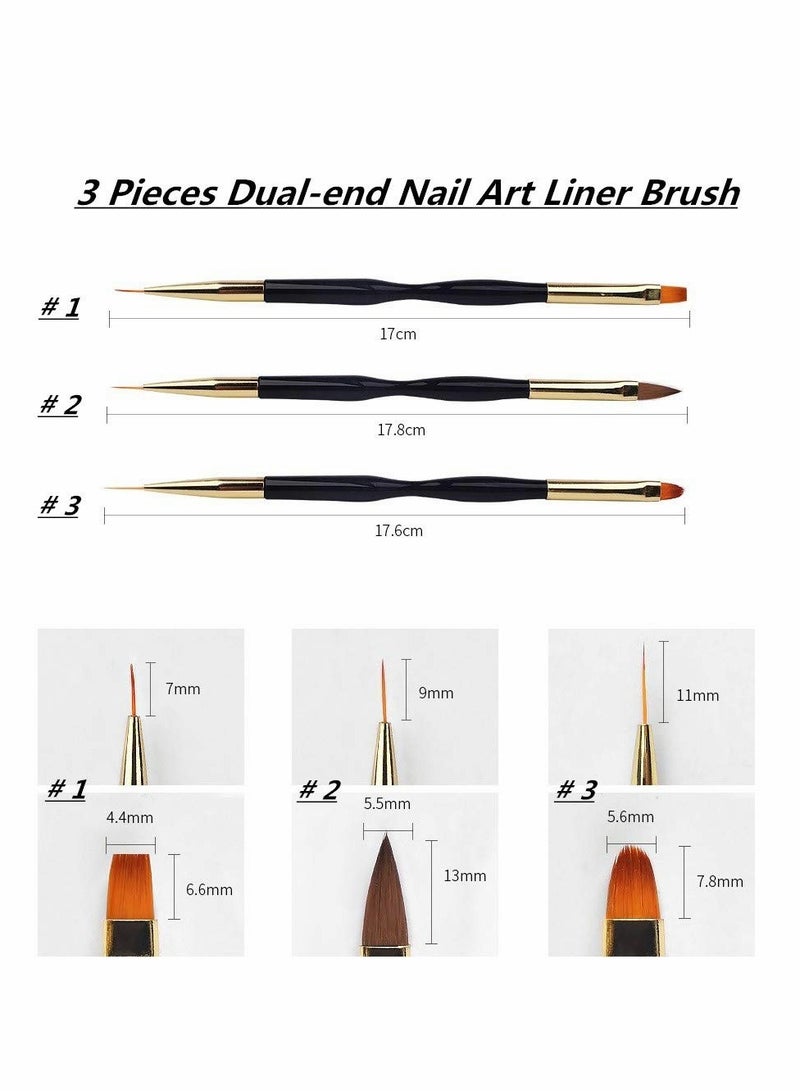 Nail Pen, Nail Drawing Pen, Dual End Nail Art Pen Brush Acrylic Round Flat Painting Drawing Liner Nail Tools, Drawing Flower Pen, Durable, Easy to Clean, Nail Brush, High Quality 3 Pcs - Image 2