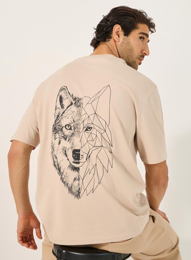 Styli Graphic Print Round Neck Oversized T-Shirt - Image 1