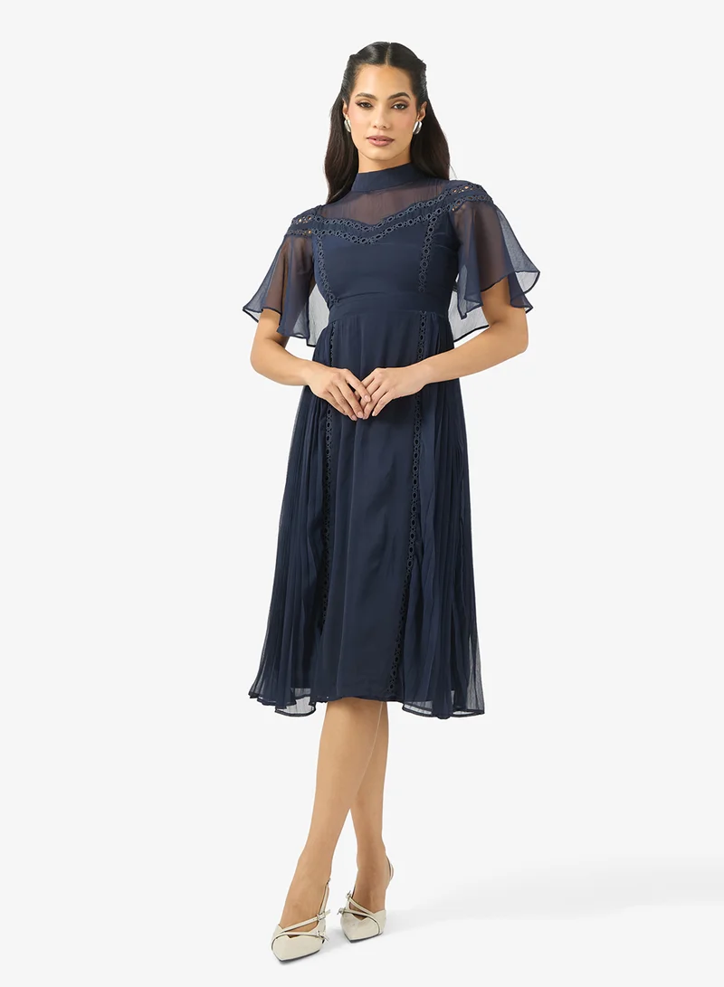 Mesh Detailed Embellished Dress