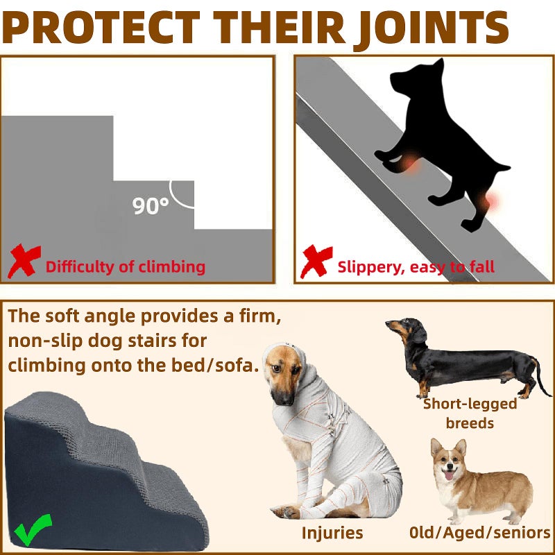 Necrely 4-Step Dog Stairs for High Beds 18-24 Inch Pet Steps 2 3 4 5 Tier Ladder Non-Slip Sturdy Ramp Small Medium Large Dog Steps to Couch Bed Old Dogs Balanced Pet Stairs for Getting on Bed - Image 2
