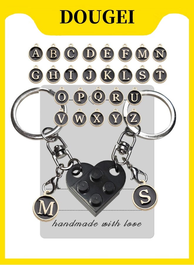 دوغي سلاسل مفاتيح القلب المطابقة من الطوب الشخصية - هدايا عيد الحب لأمي ، أبي ، زوجين ، صديقها ، صديقة ، عشاق - Image 1