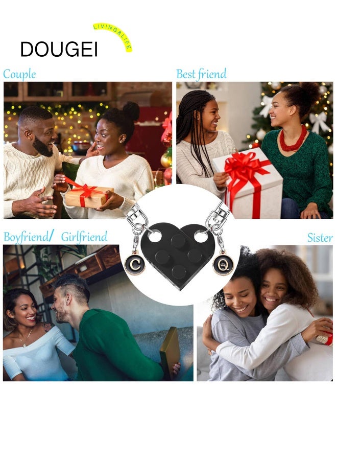 دوغي سلاسل مفاتيح القلب المطابقة من الطوب الشخصية - هدايا عيد الحب لأمي ، أبي ، زوجين ، صديقها ، صديقة ، عشاق - Image 4