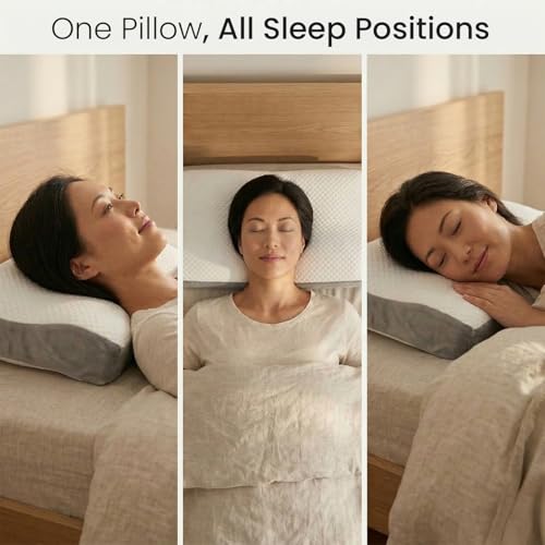 Sleepsia Cervical Pillow for Neck & Shoulder Pain Relief | 1-Year Warranty| Orthopedic Memory Foam Cervical Pillow, Spondylitis-Ortho Neck Support Medical Pillow (Grey/White Gel Infused, Pack of 1) - Image 3