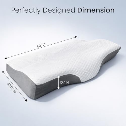 Sleepsia Cervical Pillow for Neck & Shoulder Pain Relief | 1-Year Warranty| Orthopedic Memory Foam Cervical Pillow, Spondylitis-Ortho Neck Support Medical Pillow (Grey/White Gel Infused, Pack of 1) - Image 2