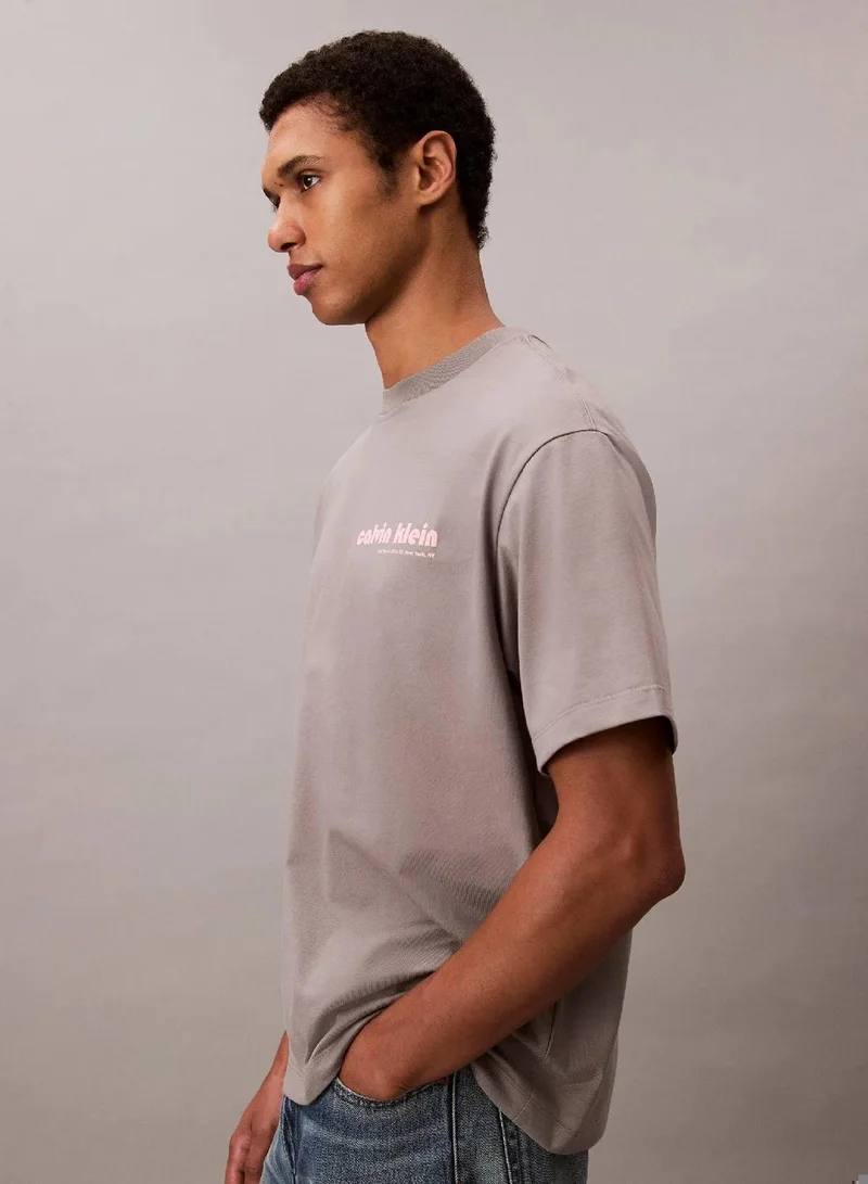 Calvin Klein Jeans Steeple Gray Calvin Klein Logo Relaxed Tee for Men | Best Price UAE